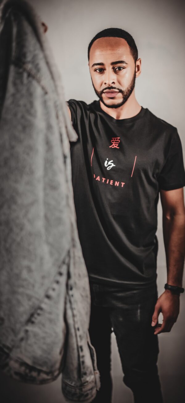 Men’s Classic 'loose fit' Love is Patient/Kind Black Tshirt - Image 4