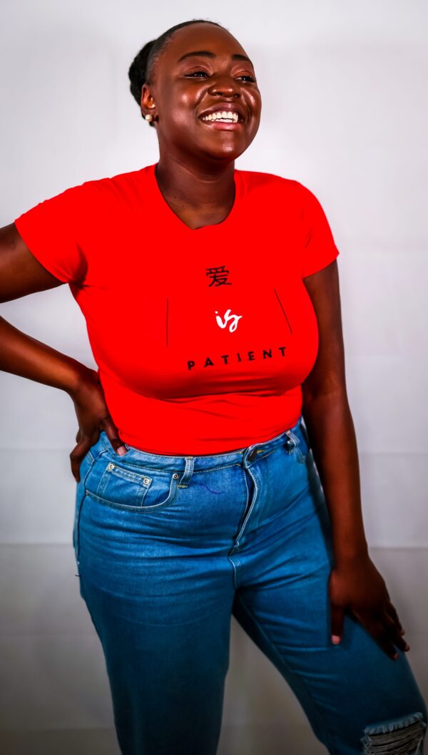 Women's Classic 'fitted'  Love is Patient Red Tshirt - Image 3