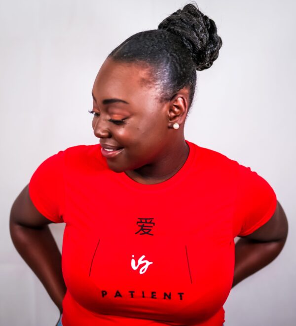 Women's Classic 'fitted'  Love is Patient Red Tshirt - Image 2