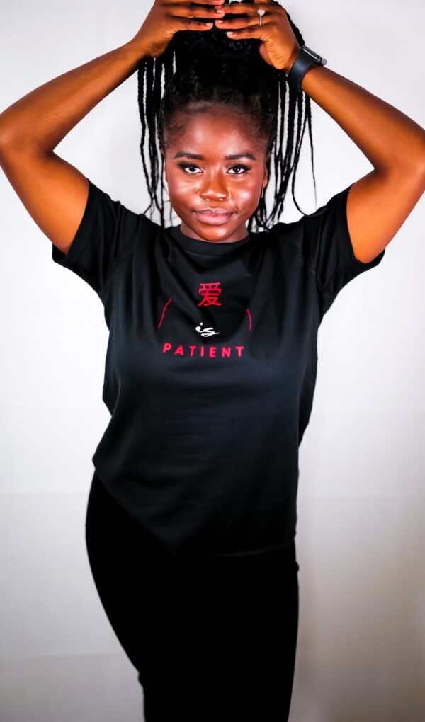 Women's Classic 'loose fit' Love is Patient -Black Tshirt