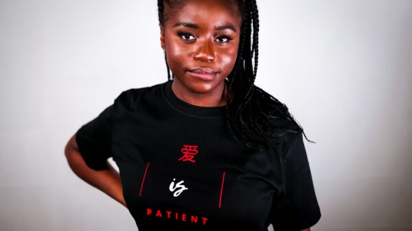 Women's Classic 'loose fit' Love is Patient -Black Tshirt - Image 2