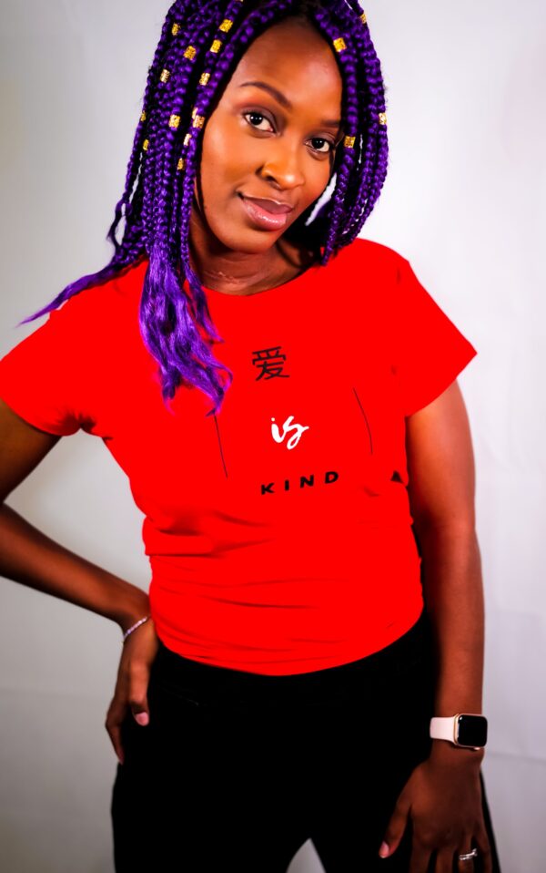 Women's Classic 'fitted'  Love is Kind - Red Tshirt - Image 2