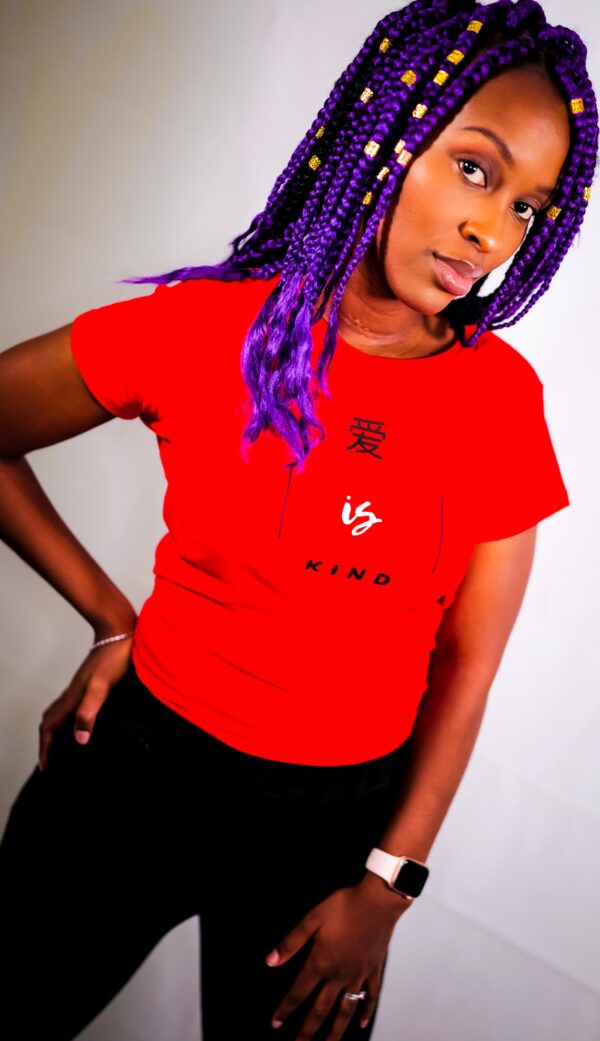 Women's Classic 'fitted'  Love is Kind - Red Tshirt - Image 3