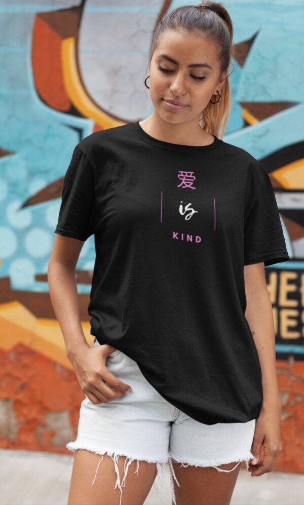 Women's Classic 'loose fit' Love is Kind Black Tshirt - Image 7