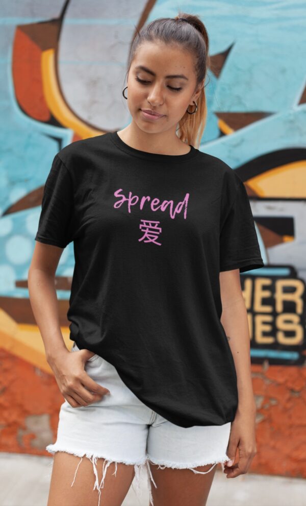 Women's Classic  'loose' Spread Love  - Black Tshirt