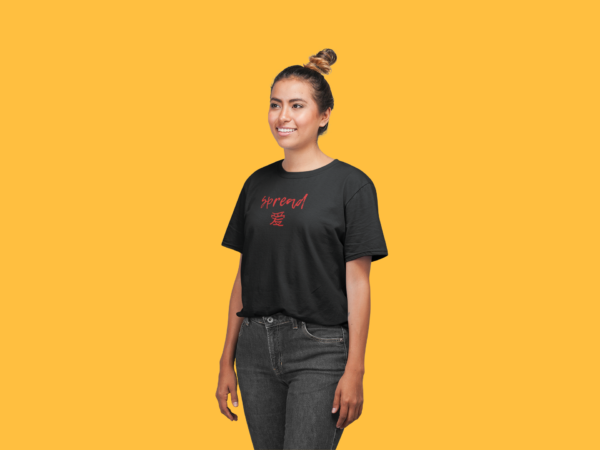 Women's Classic  'loose' Spread Love  - Black Tshirt - Image 3